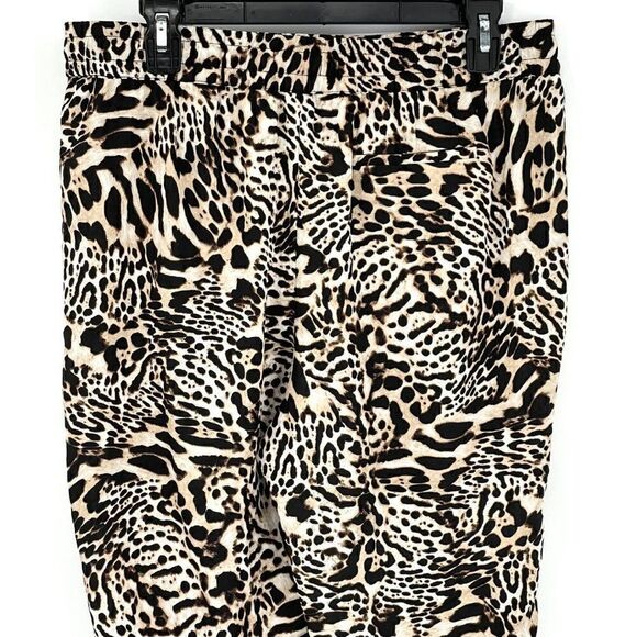 Calvin Klein Leopard Print Polyester Pants Lightweight High Rise Brown Medium - Picture 8 of 11